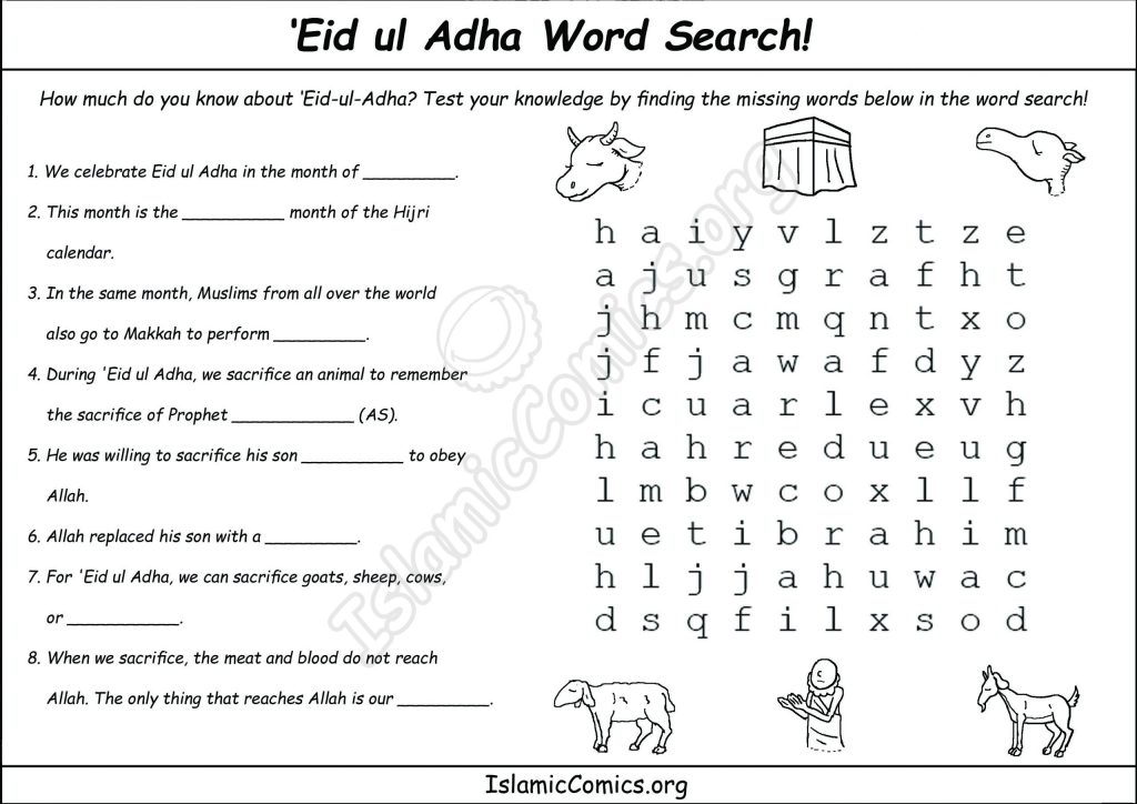 Eid ul Adha Word Search - Islamic Comics