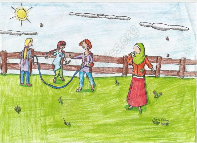 Islamic Illustration of girls playing jump-rope