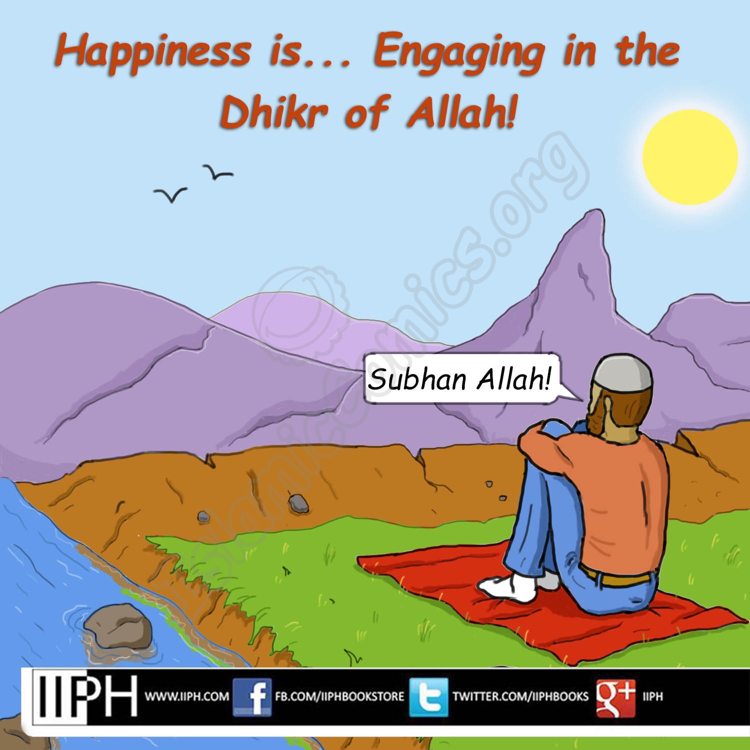 Happiness is Dhikr (Remembrance) of Allah - Islamic Illustrations (Islamic Comics)