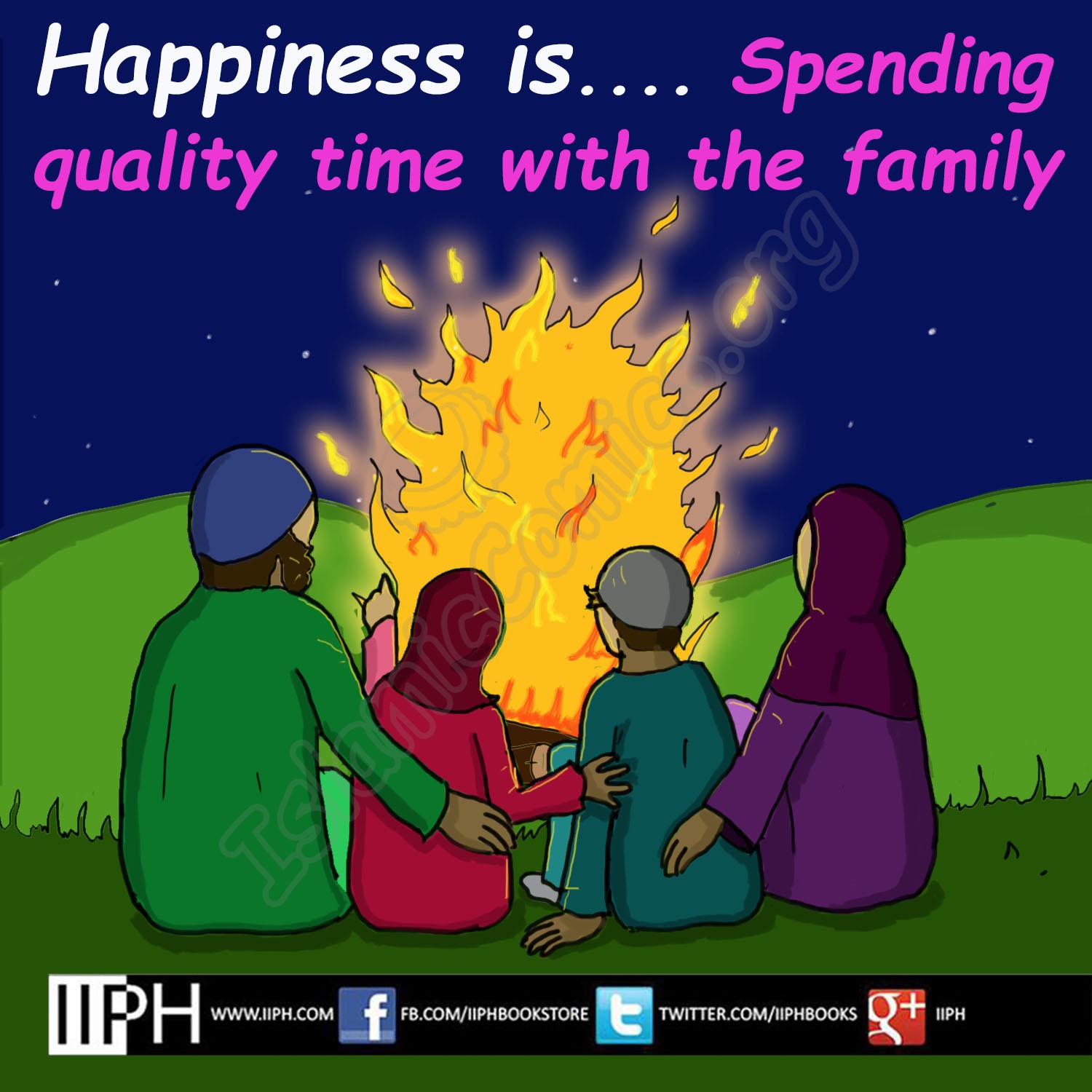 Happiness is spending quality time with the family - Islamic Illustrations (Islamic Comics)