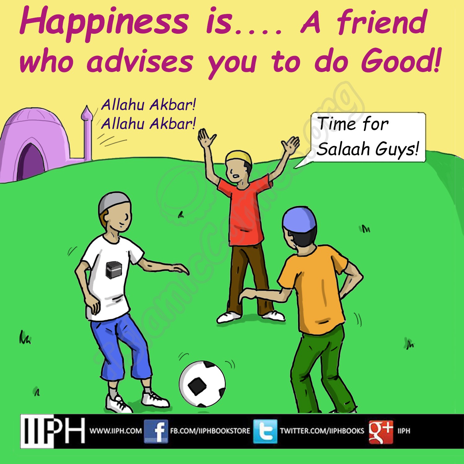 Happiness is a friend who advises you to do good - Islamic Illustrations (Islamic Comics)