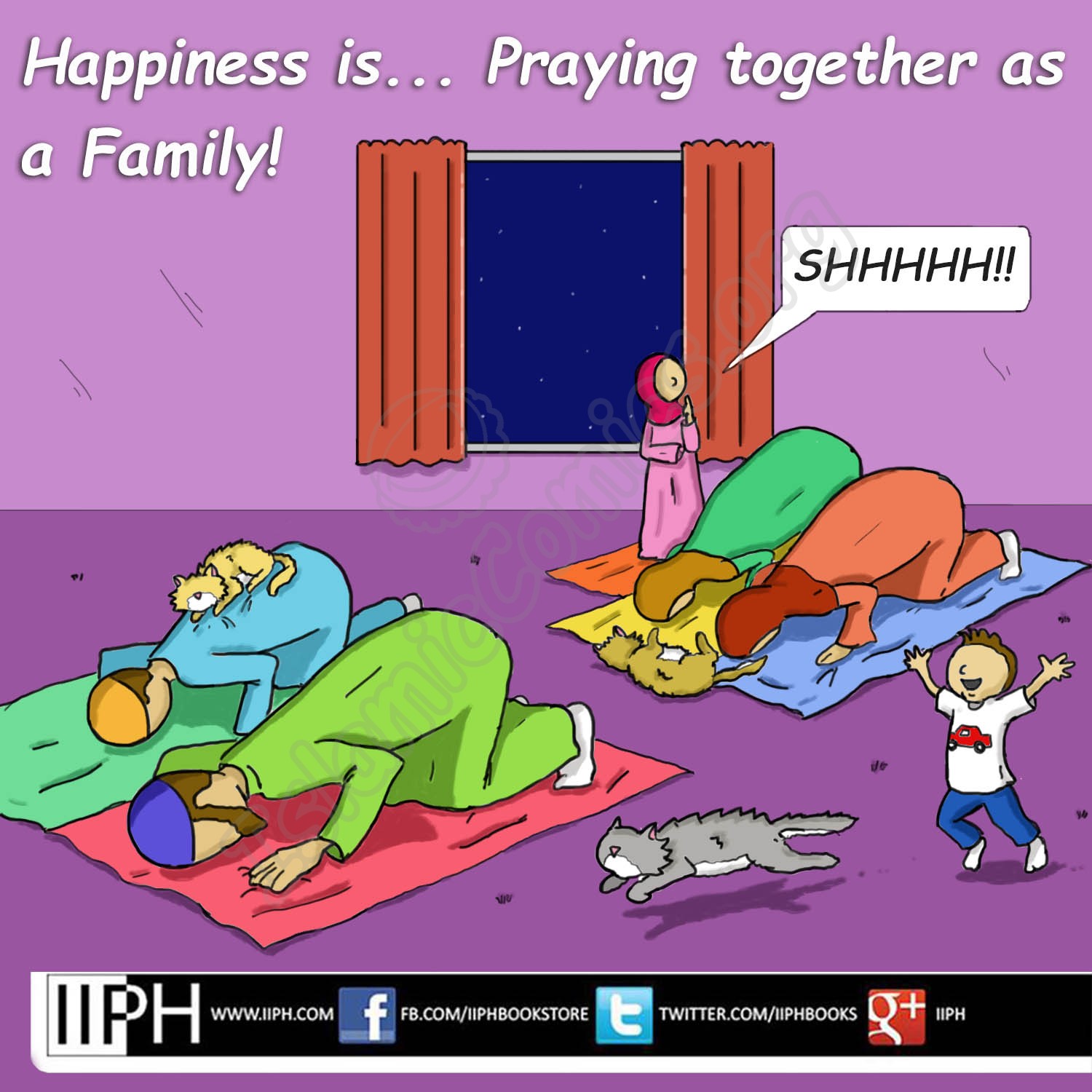 Happiness is... Praying Together as a Family - Islamic Illustrations (Islamic Comics)