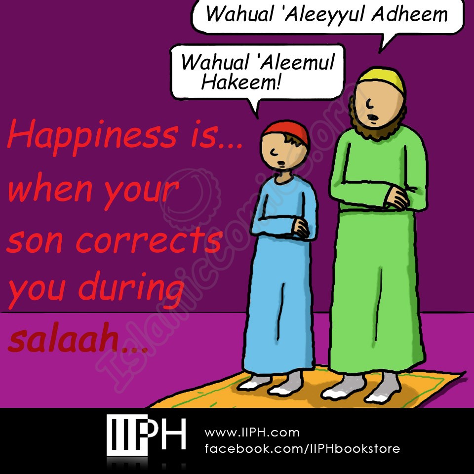Happiness is... When Your Son Corrects you in Salah - Islamic Illustrations (Islamic Comics)