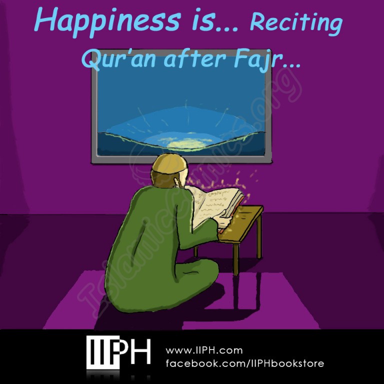 Happiness is reciting Quran after Fajr - Islamic Illustrations (Islamic Comics)