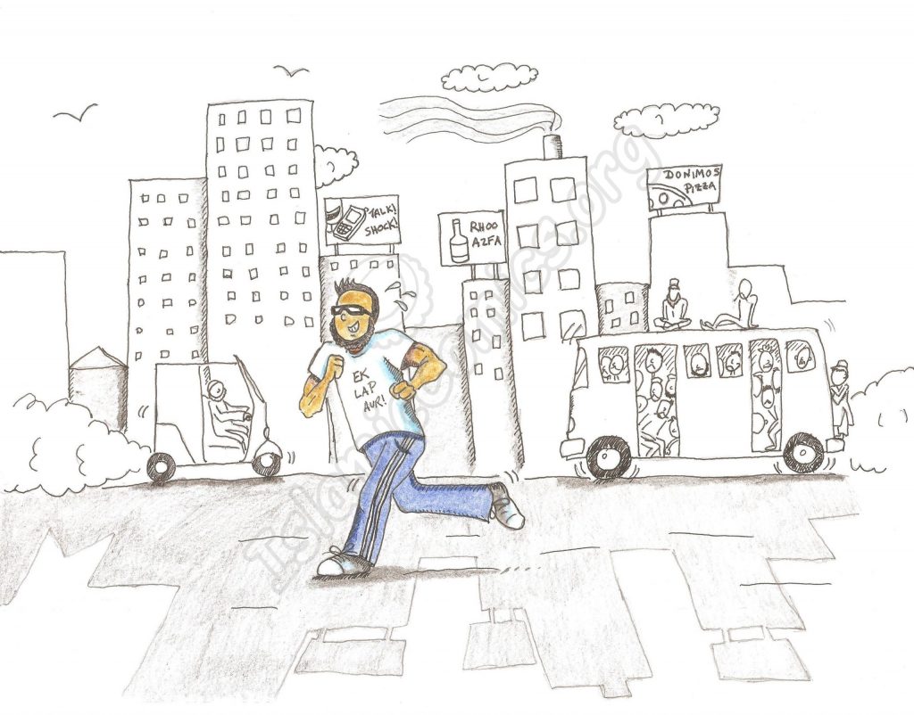 Karachi Jogger - An illustration by Absar Kazmi