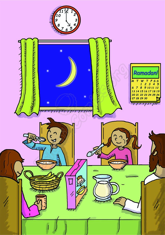 The whole family is enjoying their suhoor (Illustrations about Ramadan)