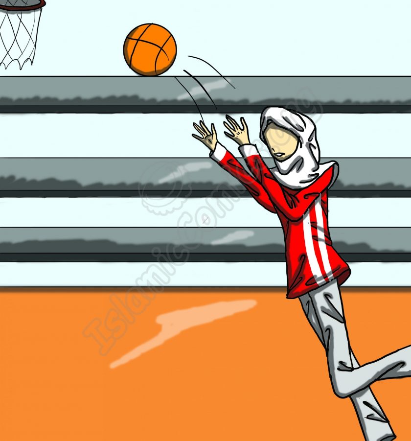 Muslim Girl Playing Basketball Girl (Islamic Comics)