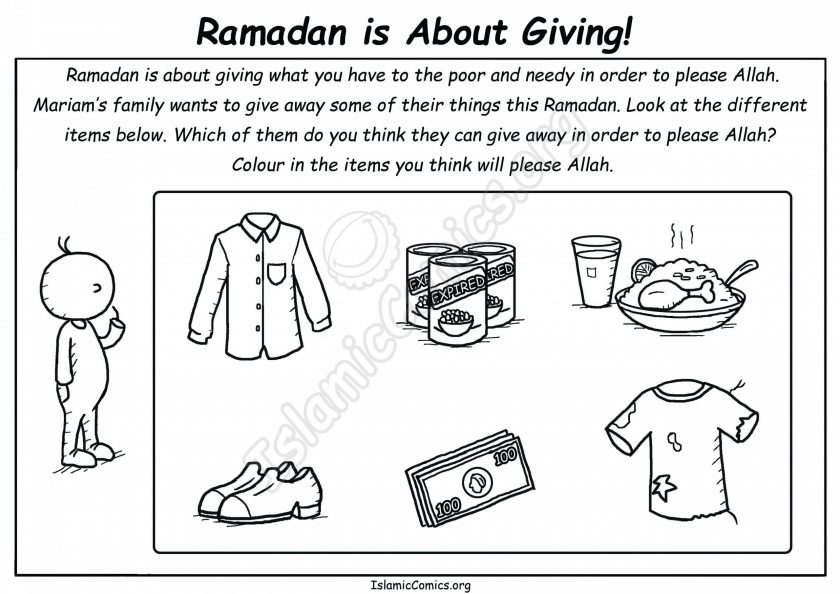 Ramadan is About Giving - Islamic Coloring Sheet