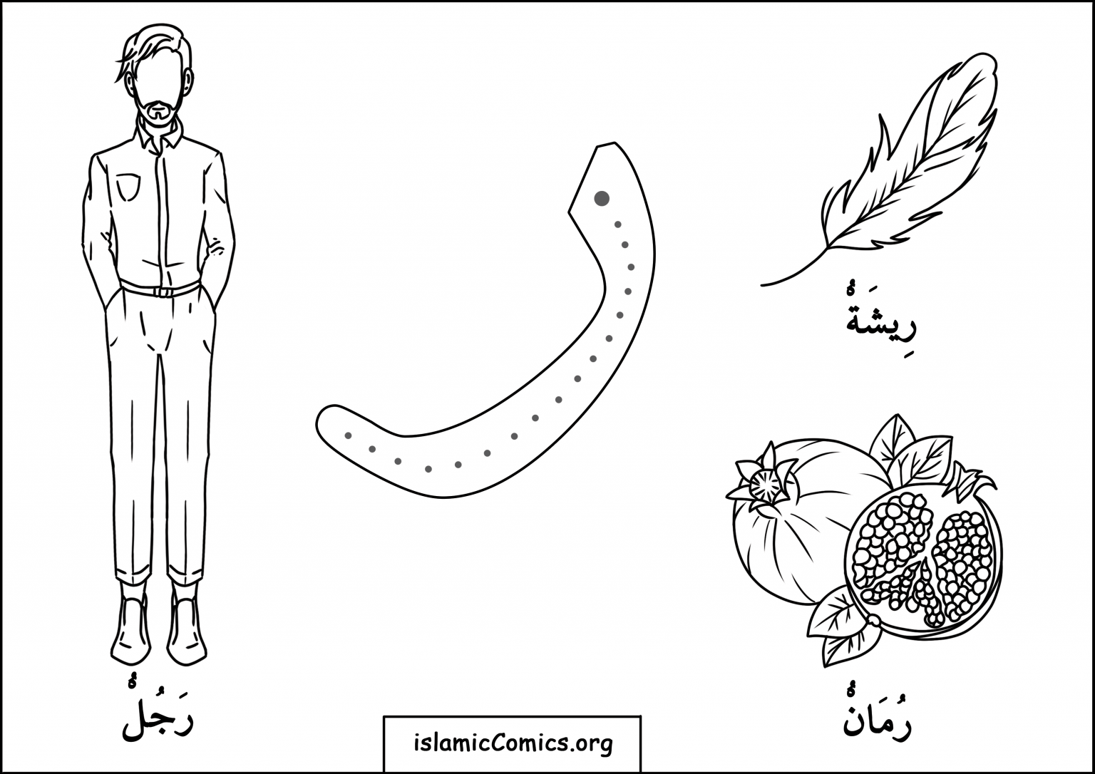 Letters Of The Arabic Alphabet Coloring Pages Islamic Comics