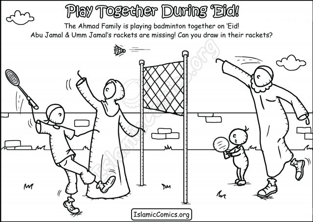 Play Together During 'Eid - Coloring Page