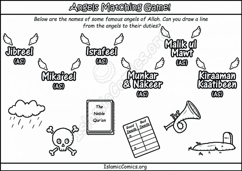 Angels Matching Game - Islamic Activity Page