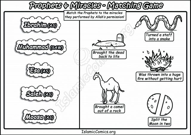 Prophets and Miracles Matching Game - Islamic Activity Page